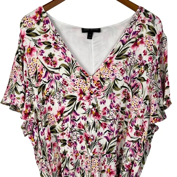 Lane Bryant Floral Maxi Dress Size 24 Spring Pockets Coquette Fairy Pink White - Picture 2 of 11